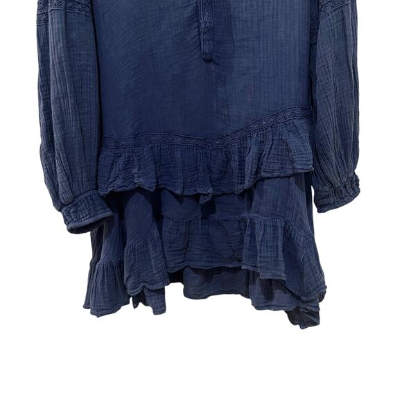 NWT Free People Sachi Mini Dress Lace Tiered Ruffle Balloon Sleeve Billowy Large - Picture 9 of 15